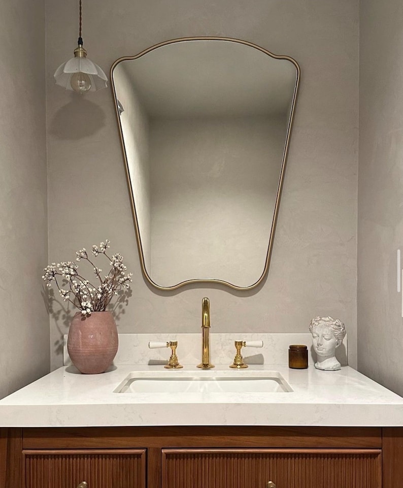 Italian Style Irregular Home Mirror Asymmetrical Design Bathroom Mirror Aesthetic Shape Italy Mirror image 2