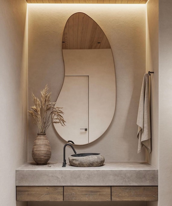 Flora Asymmetrical Wall LED Mirror Aesthetic Bathroom Backlight Mirror Irregular Home Design Custom Mirror Full Length Mirror