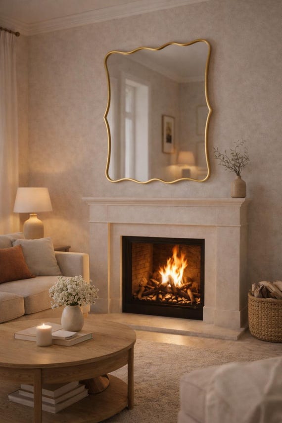 Wavy Wall Mirror – Modern Irregular Sculptural Mirror for Living Room & Bathroom