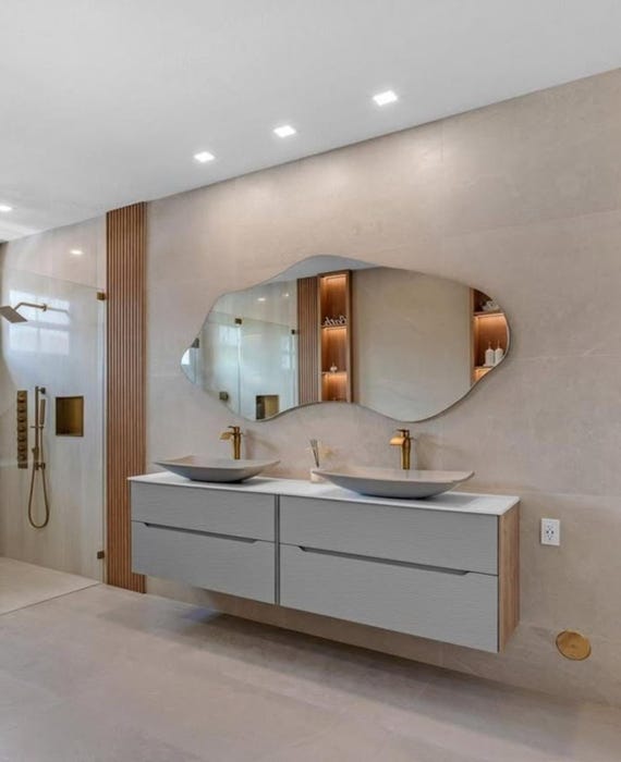 Palm Irregular Mirror Home Decor Asymmetrical Mirror Bath Design Aesthetic Mirror
