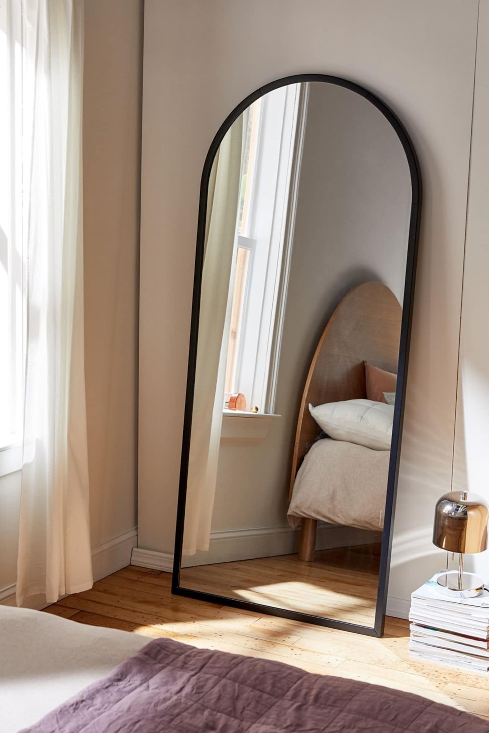 Specchio Ad Arco A Figura Intera VEVOR 180x81 Cm - Con Supporto, Vetro Temperato Antishock, Cornice Alluminio Nero - Foto 8