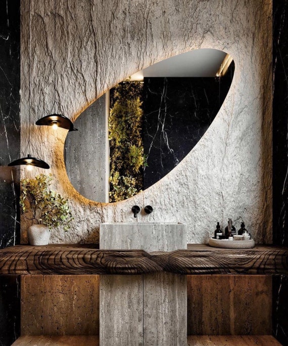 Pera Asymmetrical Bathroom Wall Mirror Irregular Style Home Decor Mirror Aesthetic Mirror