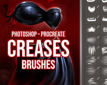 Creases Brushes for Photoshop and Procreate. Procreate Cloth texture brushes.