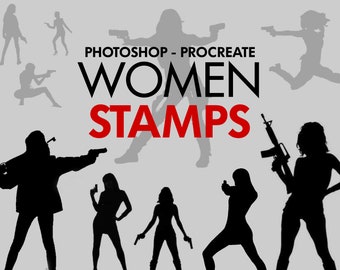 Women Stamps for Procreate and Photoshop, Women Figure Stamps