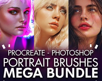 Portrait Brushes for Photoshop and Procreate, Portrait Brush Bundle