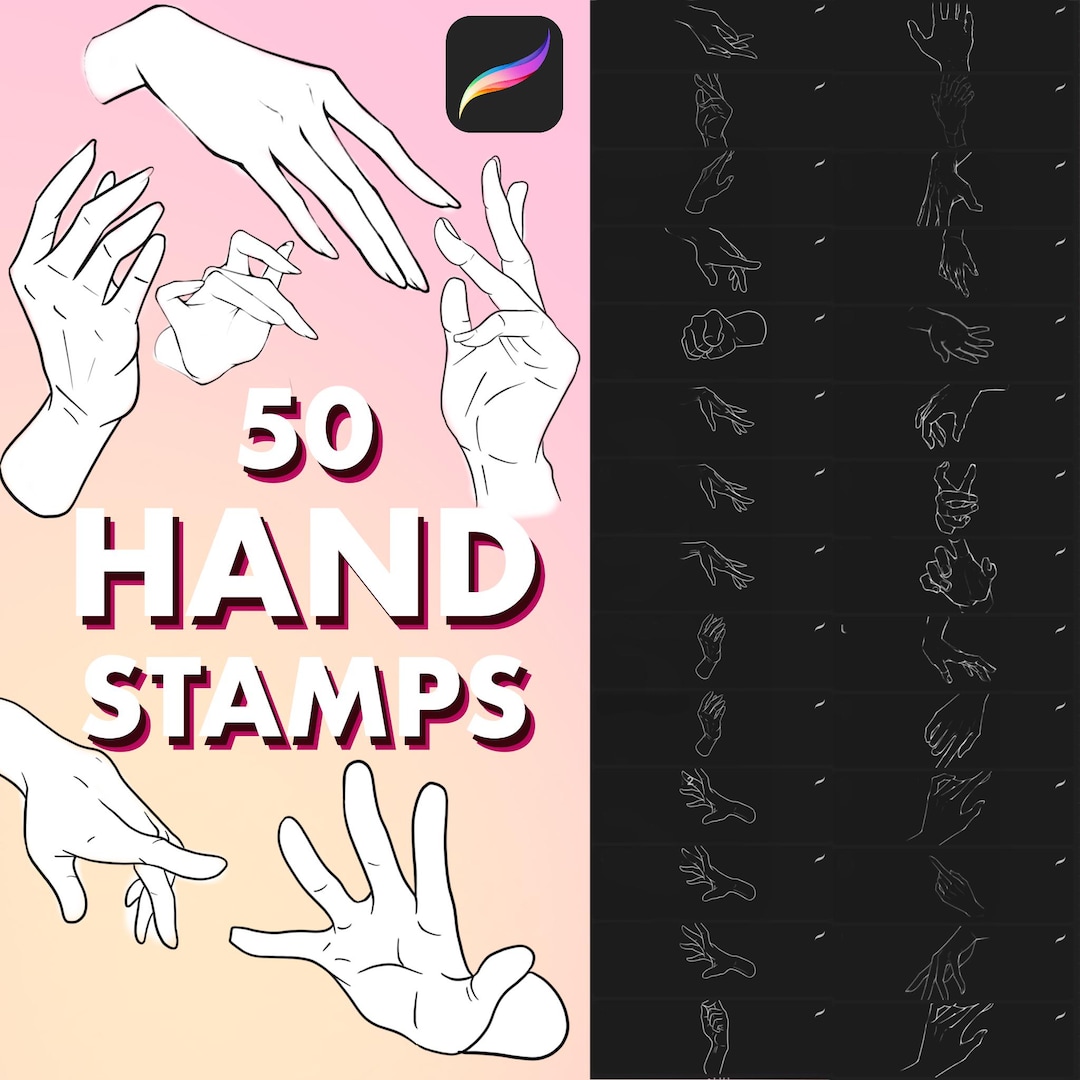 Procreate Hand Stamp Brushes: Pose Reference, Digital Art (brushset ...