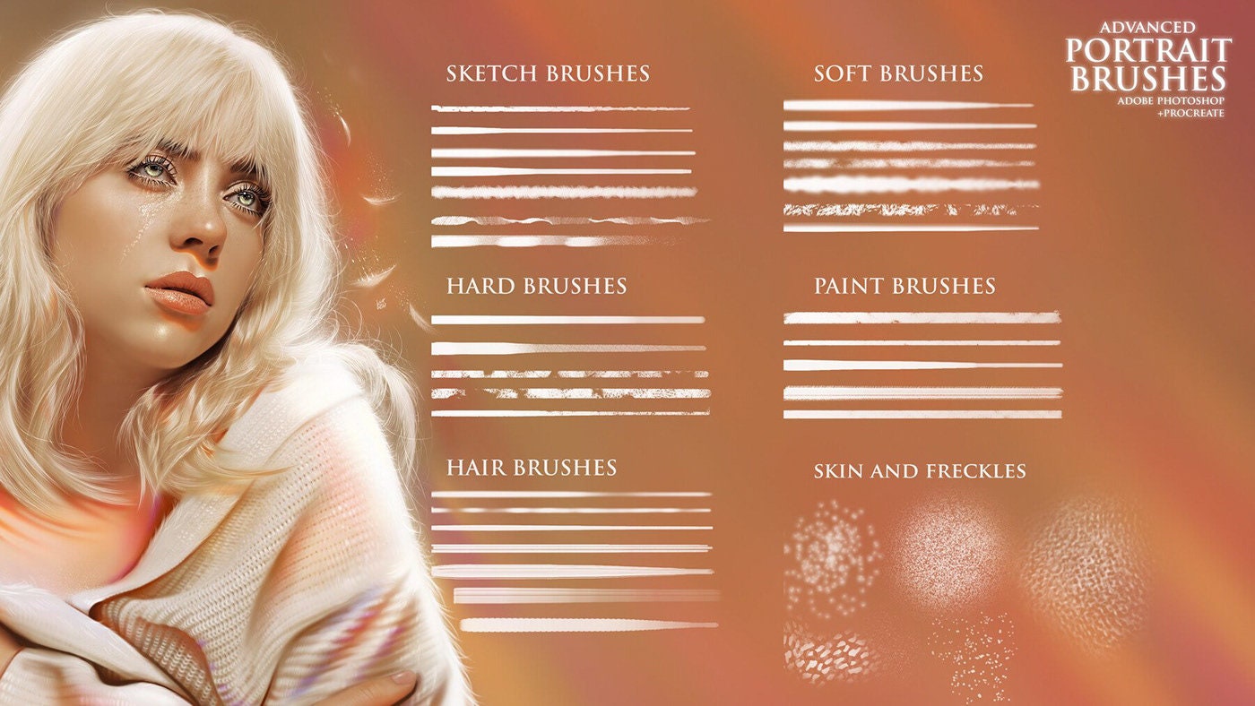 Portrait Brushes for Photoshop and Procreate, Portrait Brush Bundle - Etsy