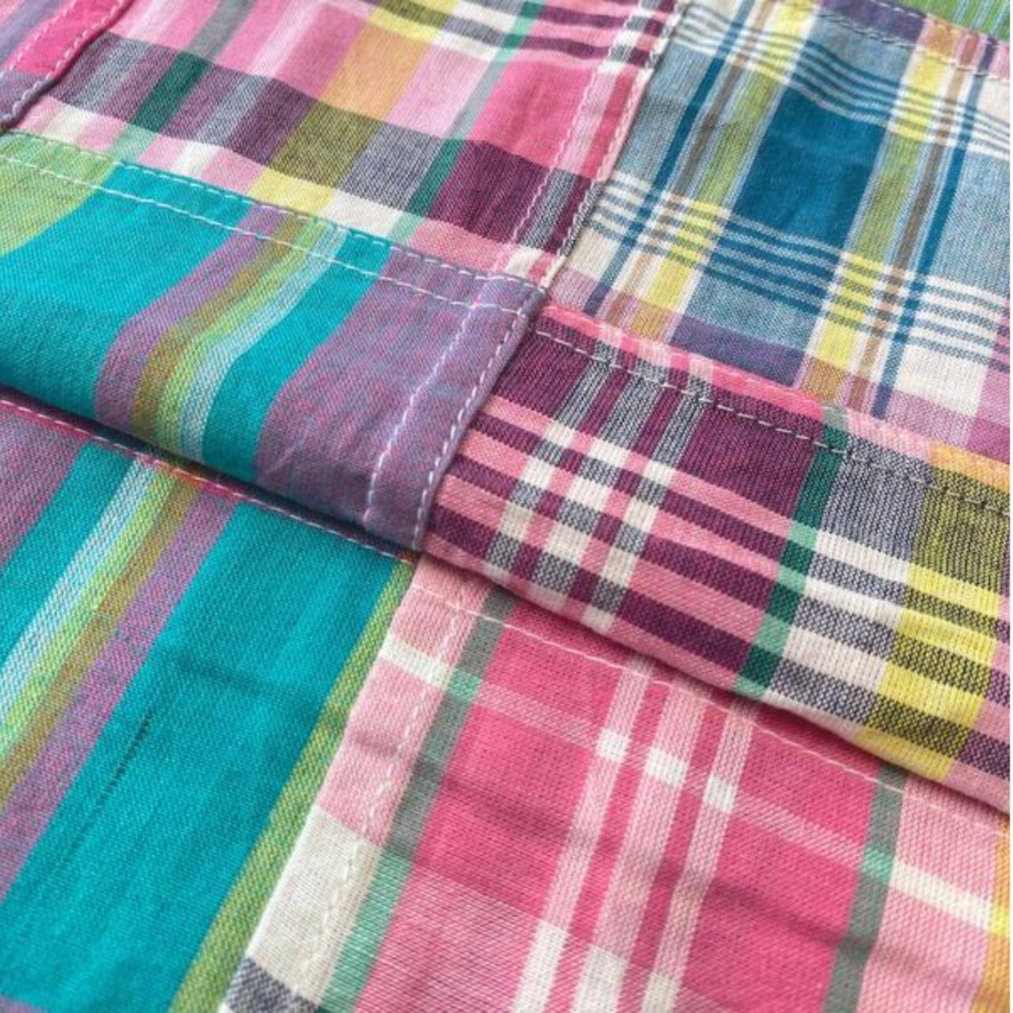 Pink Patchwork Nantucket Madras Plaid Fabric / Cotton Fabric / Etsy