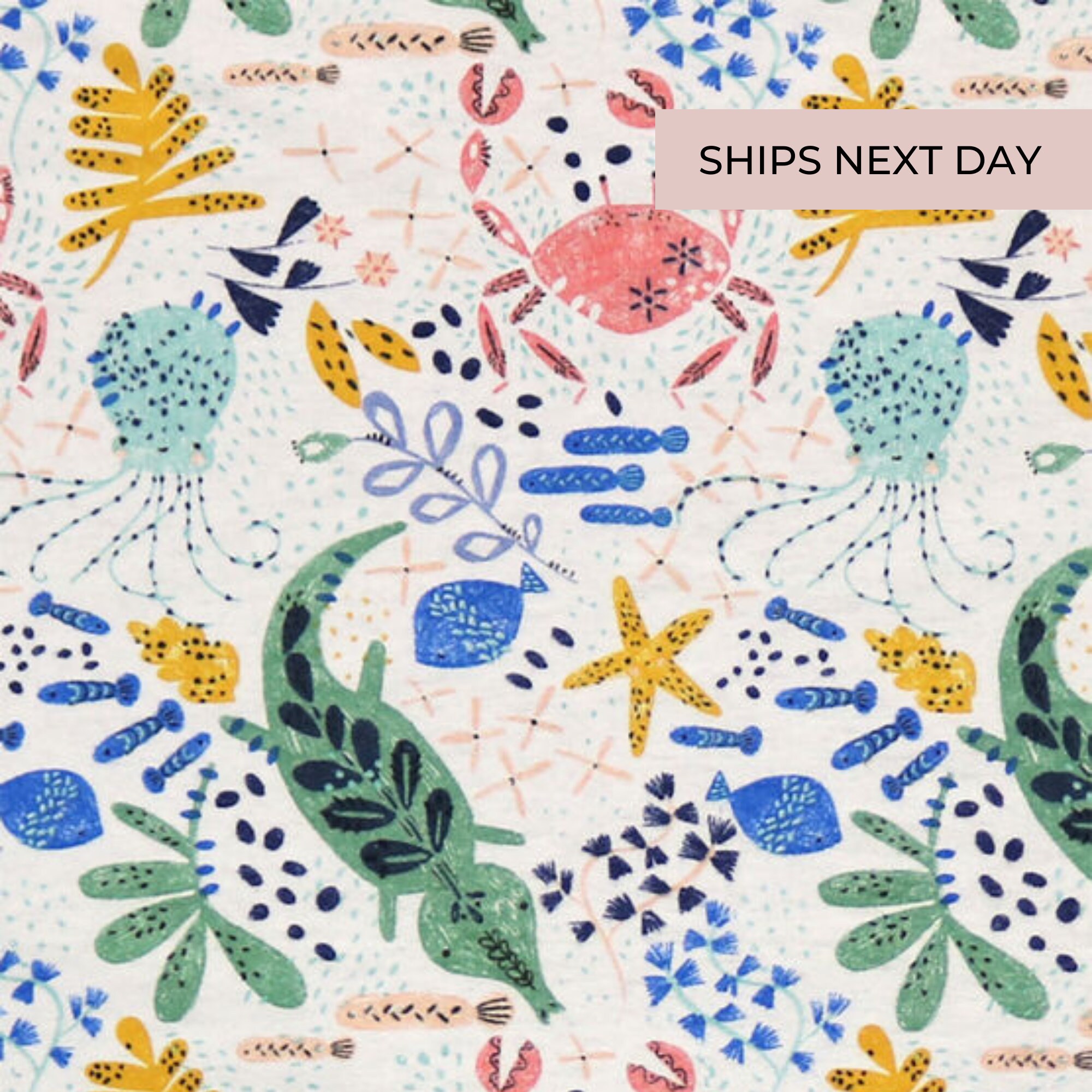 Intricate Sea Life Flannel Fabric / Fabric by the Half Yard / Etsy