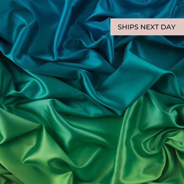 Blue & Green Ombre Stretch Fabric / 58 Inches Wide / Polyester and Spandex Mix / Apparel Fabric / Ombre Fabric