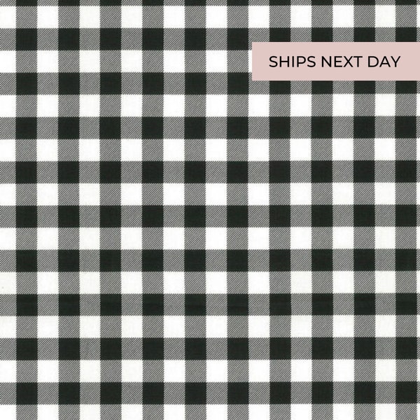 Black & White Buffalo Check Cotton Fabric / 100% Cotton / Holiday Fabric / Christmas Fabric