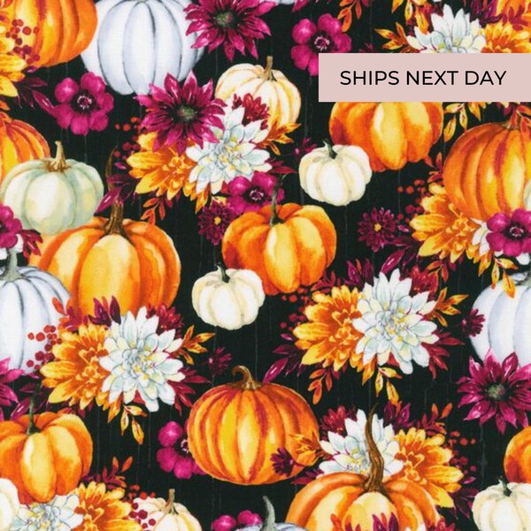 Modern Harvest Pumpkins Cotton Fabric / 100% Cotton / Fall 2021 / Harvest Fabric / Thanksgiving Fabric