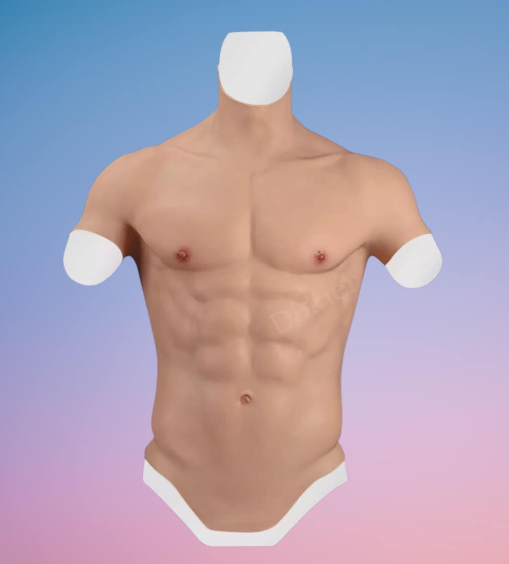 GORGEOVA Silicone Muscle Suit Realistic Half-body Male Chest Fake Muscle Belly Simulation Skin Silicone 