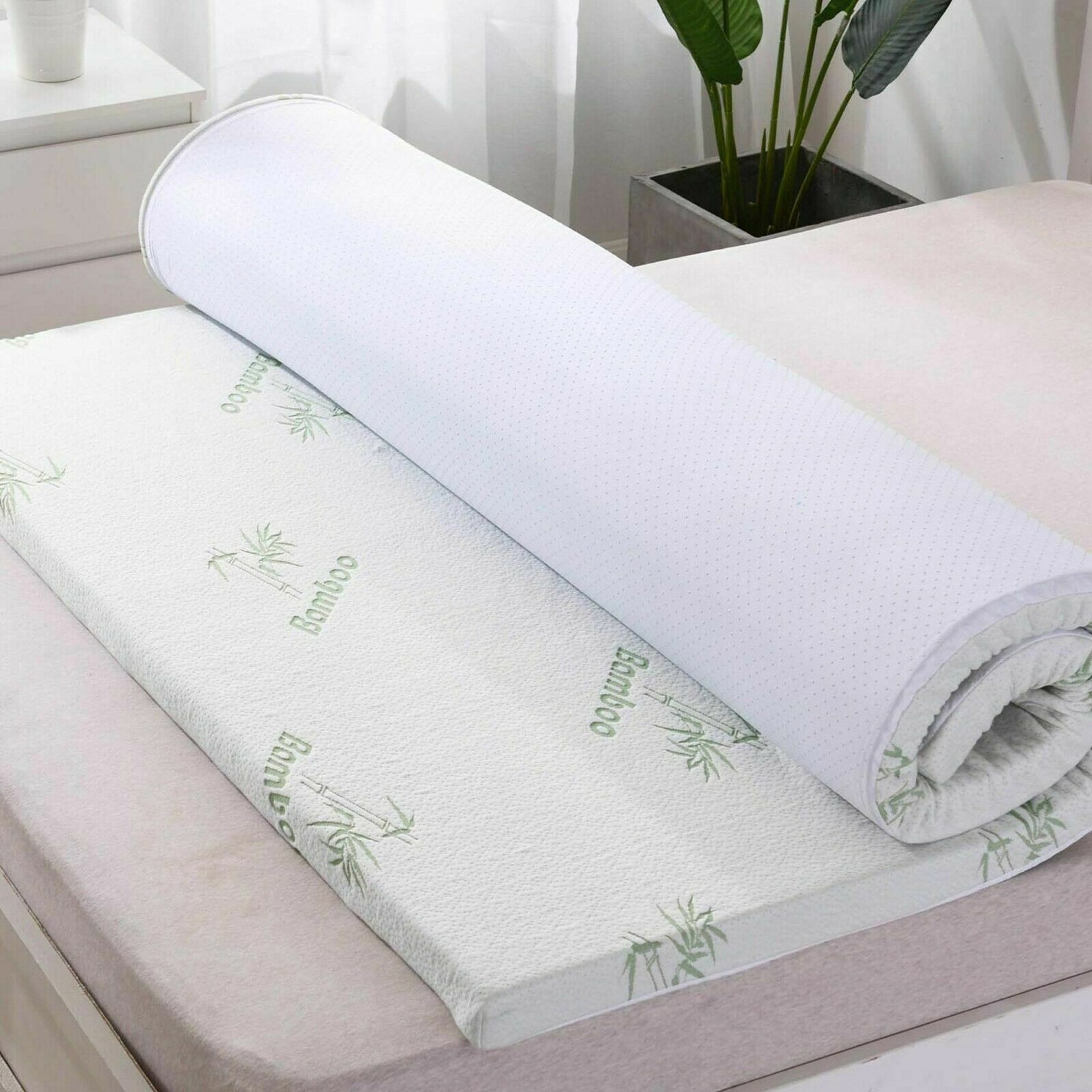 Super King Bamboo 1 Inch Memory Foam Mattress Luxury Topper Etsy