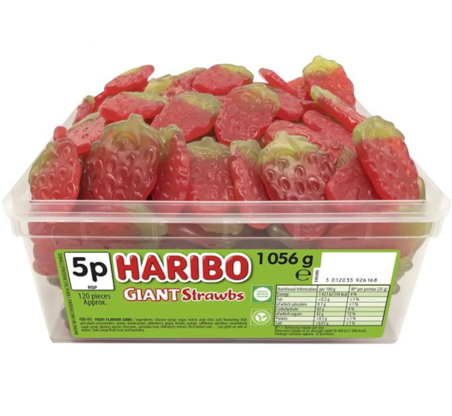 Haribo Giant Strawbs 5p Tub 1kg Etsy