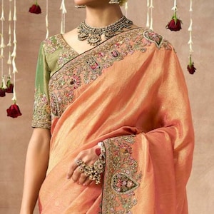 Vintage Saree,Partywear saree,wedding,Silk saree,Saree with Blouse,gift for her,Party Saree,trendy silk saree,bridal saree,Embroidery saree