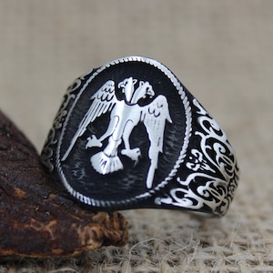 Double Headed Eagle Figure Solid 925 Sterling Silver Men&#39;s Ring Handmade Jewelry Ring Gift For Him