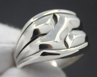 Sterling Silver Rings OFLIUM Ephesus Design Band Handmade Puzzle