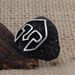 Spartan Helmet Figure Black Micro Zircons Solid 925 Sterling Silver Men's Ring Handmade Gift For Him About Men Gift Idea