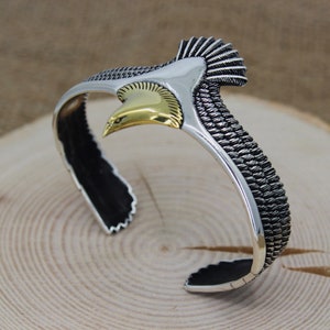 Adler Manschetten massiv 925 Sterling Silber Herren Armband, Manschetten armband, Schmuck für Männer, Geschenk für Ihn, Herrenmode