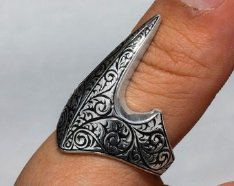Turkish Ottoman Thumb Ring Solid 925 Sterling Silver Men's 