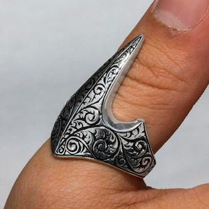 Turkish Ottoman Thumb Ring Solid 925 Sterling Silver Men&#39;s Ring IYI Kayi Tribe Dirilis Ertugrul Ring Archer Bowman Ring Handicraft Gift