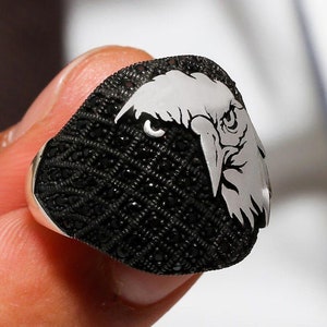 Eagle Figure Black Micro Zircons Solid 925 Sterling Silver Men&#39;s Ring Handmade Gift For Him About Men Gift Ideas Free Shipping