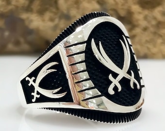 Ali s Zulfiqar Sword Solid 925 Sterling Silver Men s Ring Sword Ring Turkish Ring Allah s Lion Ali Ring