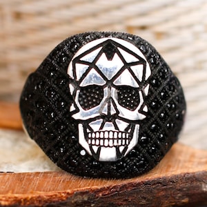Skull Figure Black Micro Zircons Solid 925 Sterling Silver Men&#39;s Ring Handmade Gift For Him About Men Gift Ideas Free Shipping