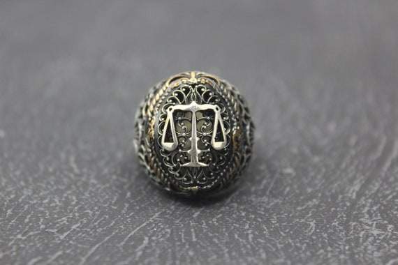 KAR Sterling Silver 925K Stamped Justice Sign Men's Ring – Handmade, 14g, Gift Box Included - View #10