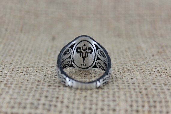 925 Sterling Silver Gokturk Gray Wolf Ring For Men - Turkish Made, No Stone