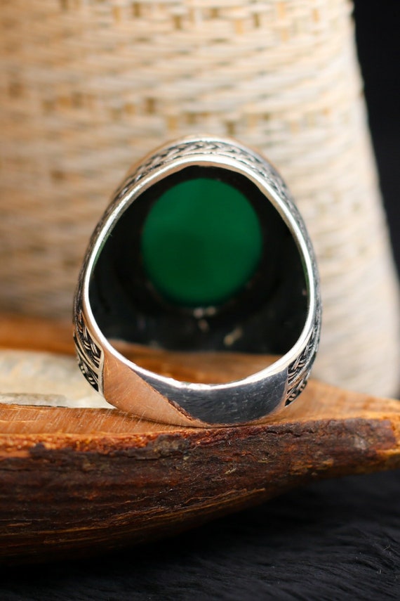 Green Agate Stone Solid 925 Sterling Silver Men s Ring Handmade