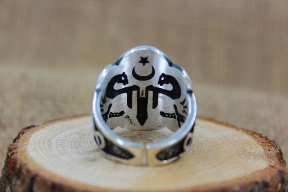 Solid 925 Sterling Silver IYI Kayi Tribe Archer Thumb Ring For Men | Adjustable Size (US 10.5-14) | Turkish Made, Gift Box - View #7