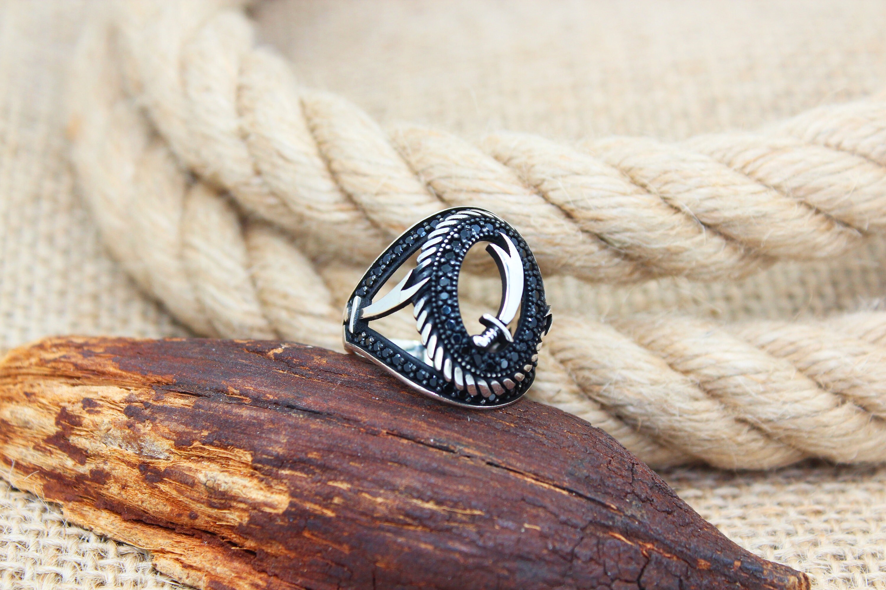 Zulfiqar Figure Black Micro Zircons Solid 925 Sterling Silver