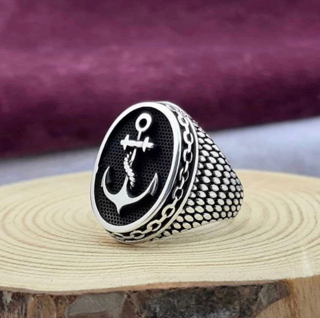 SILVER925 ANCHOR HOOK DESIGN RING/シルバー Sailor's Anchor Design Solid 925 Sterling Silver Men's Ring
