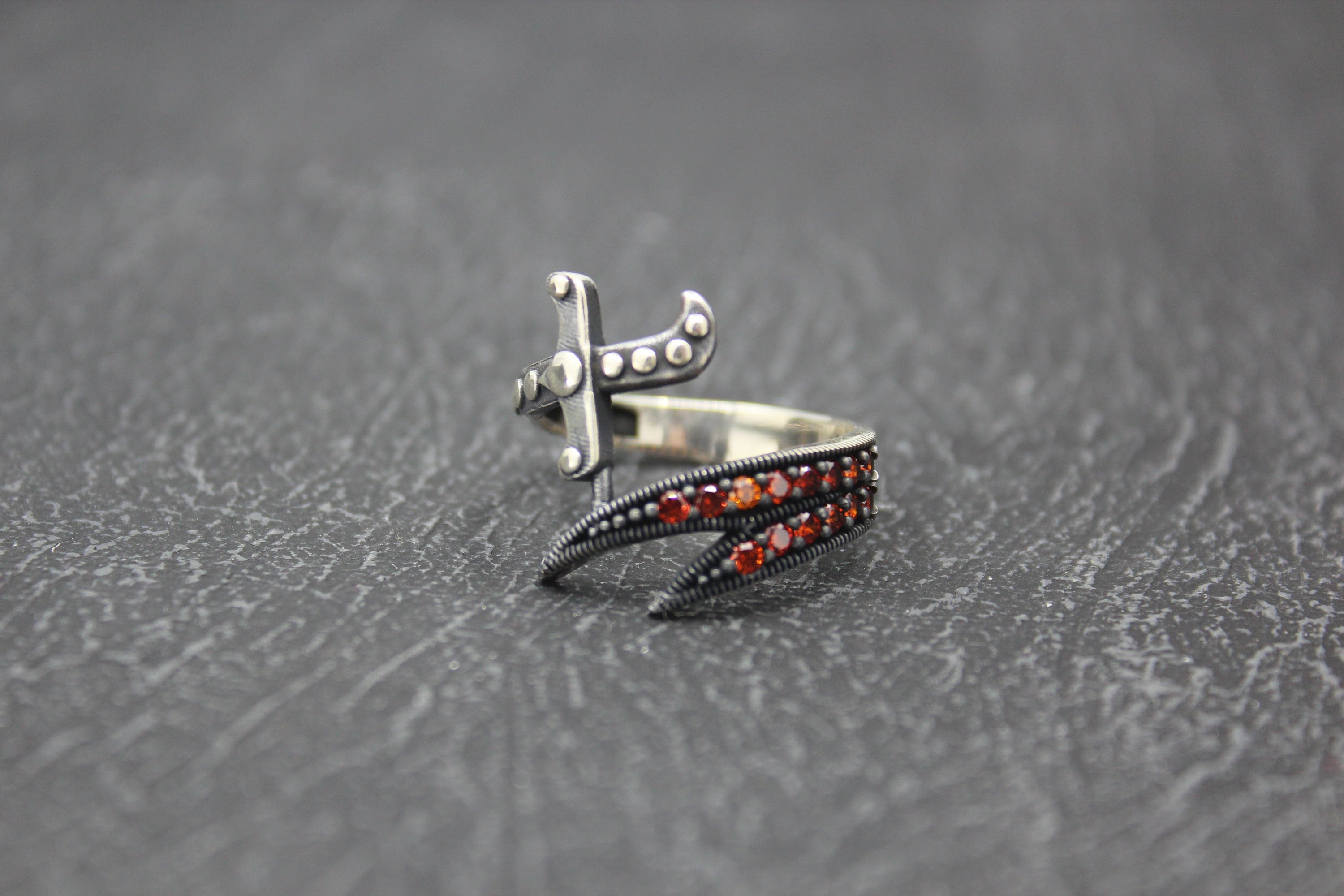 Ali's Zulfiqar Sword, Solid 925 Sterling Silver Men's Ring