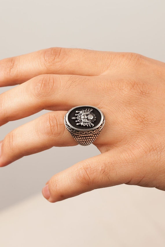 Blaues Tigerauge Ring: 925 Sterling Silber, Türkisch Vintage Style