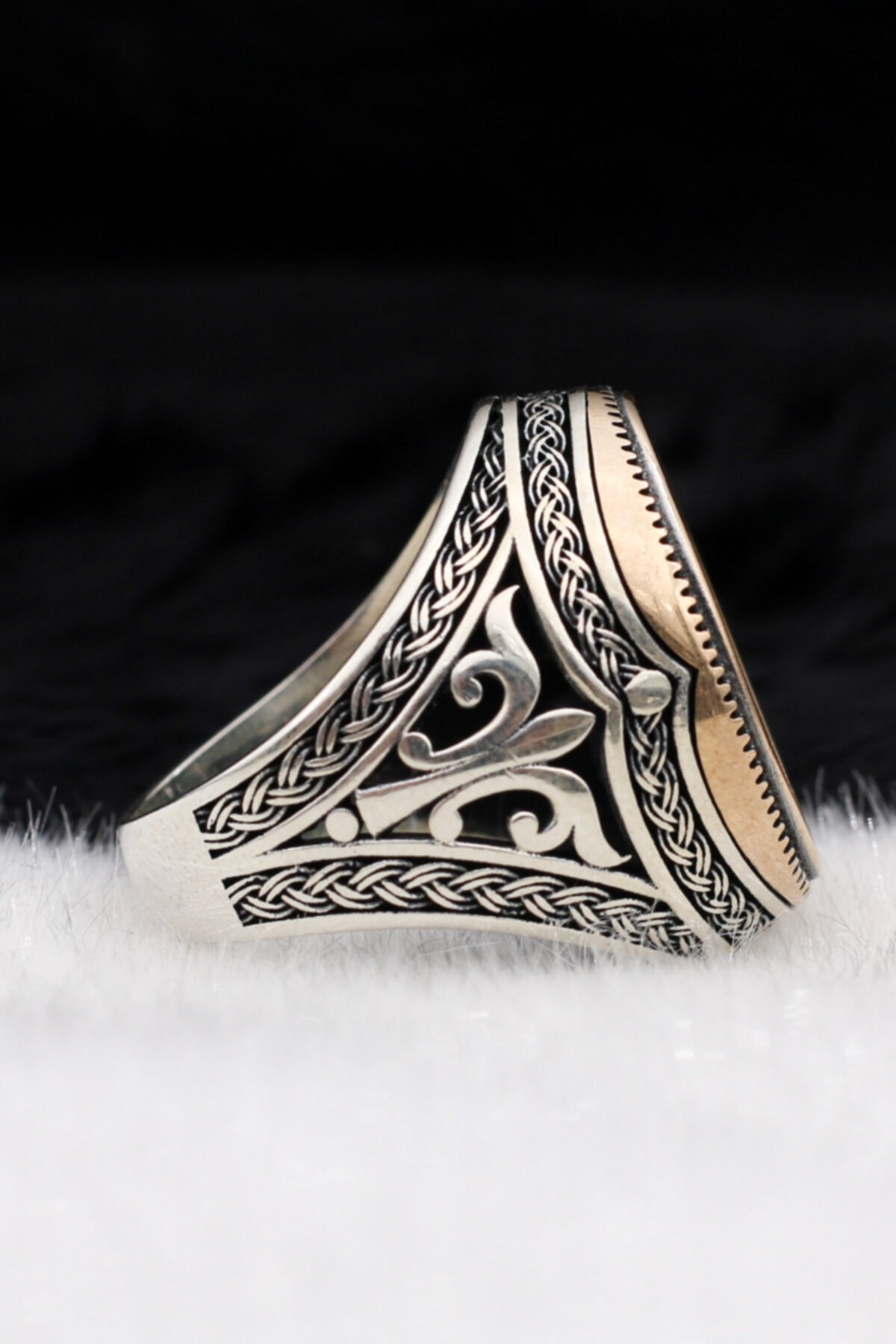 Onyx Oval Flat Stone Solid 925 Sterling Silver Men