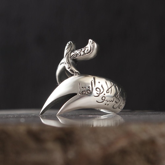 Ali's Zulfiqar Sword Solid 925 Sterling Silver Men's Ring Islamic