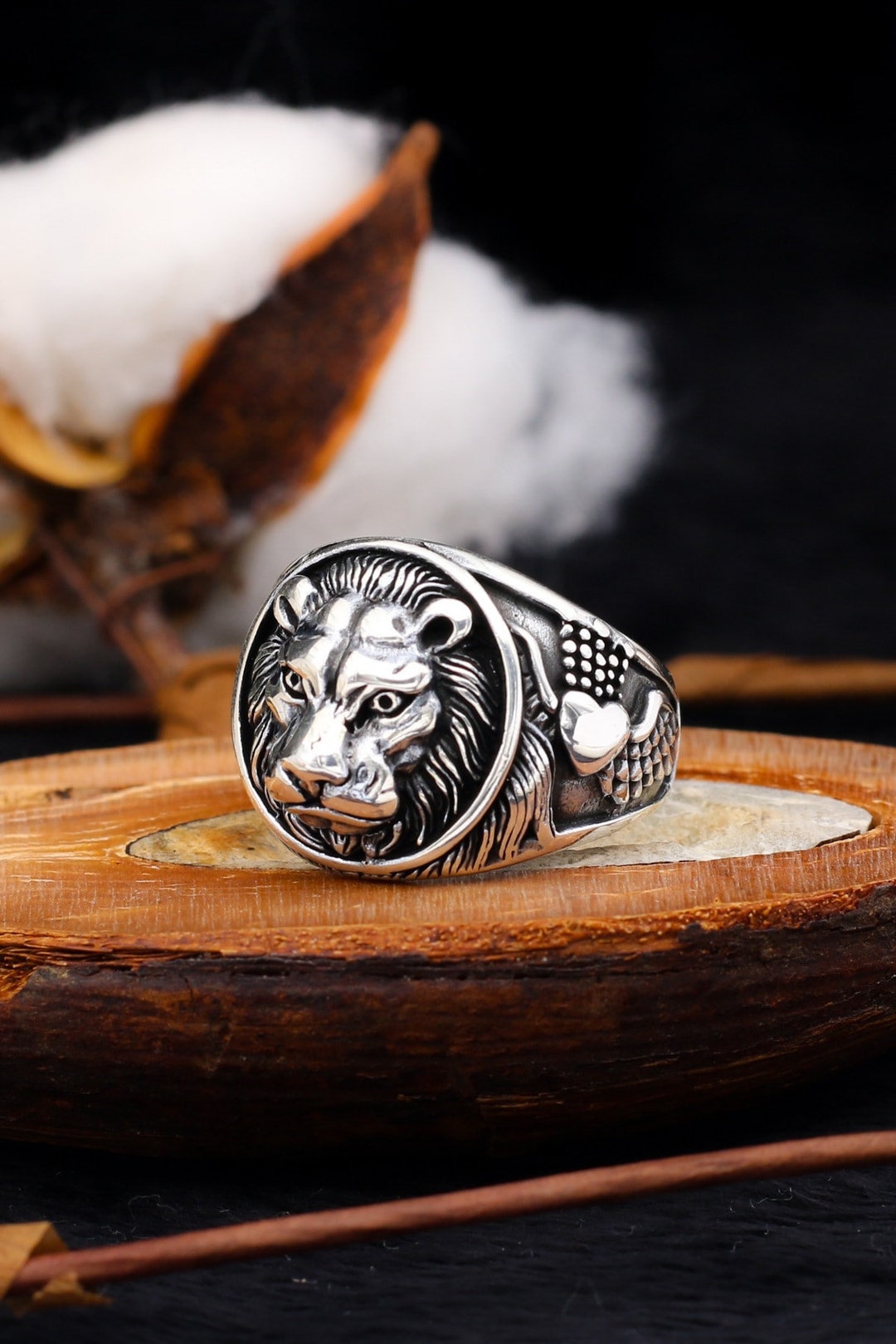 リング(指輪) SILVER925 LION MOTIF ANIMAL DESIGN RING 3D Lion Figure Solid 925 Sterling Silver Men's Ring Handmade Gift