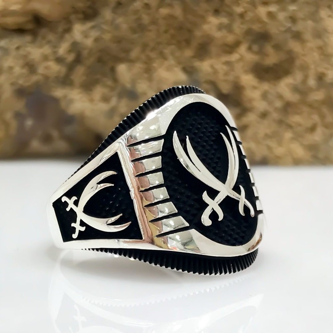 Ali's Zulfiqar Sword Solid 925 Sterling Silver Men's Ring Sword