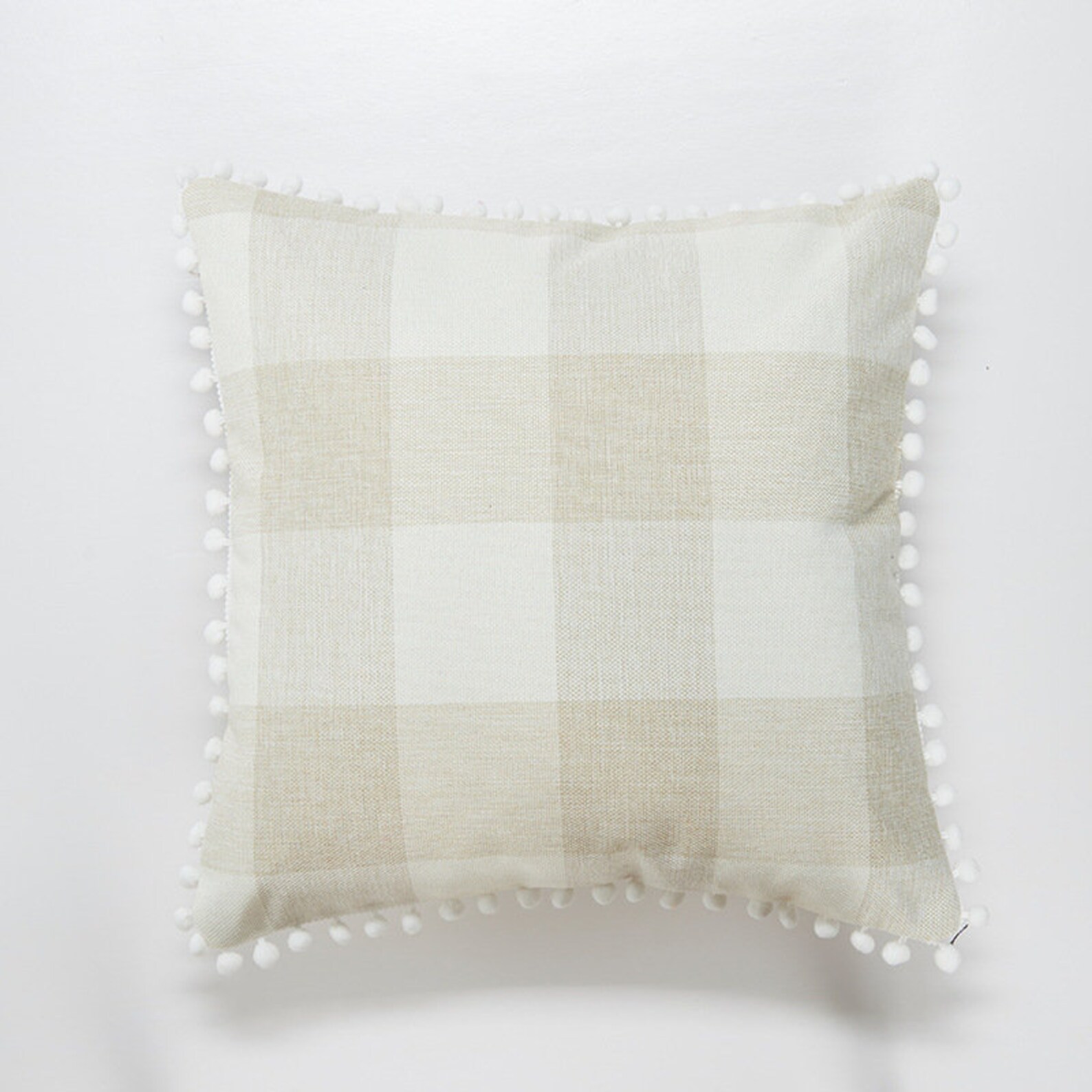 Linen Ball Border Pillowcase / Cotton Linen Plaid Pillowcase / Etsy