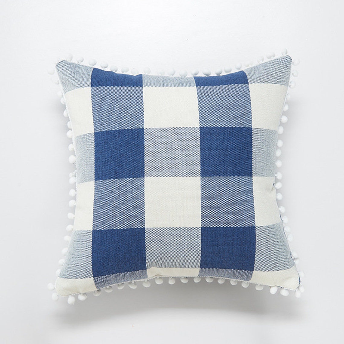 Linen Ball Border Pillowcase / Cotton Linen Plaid Pillowcase / Etsy