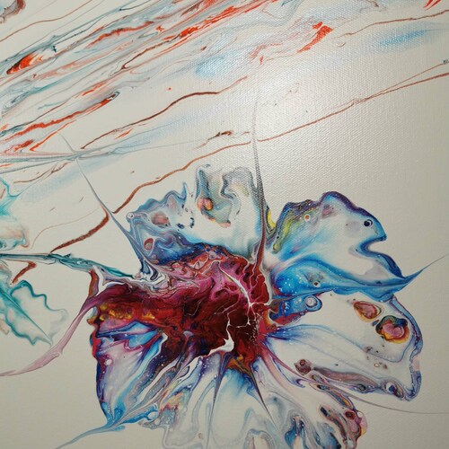 Flowers, Pearl dutch pour,fluid painting shops LW 40 x 80 cm