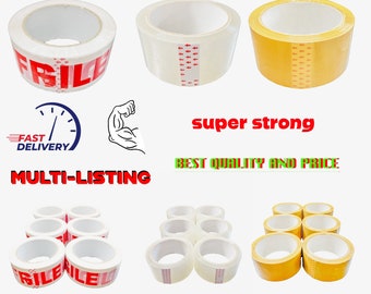 Packaging tape brown, buff, clear, fragile 48mm x 66m strong