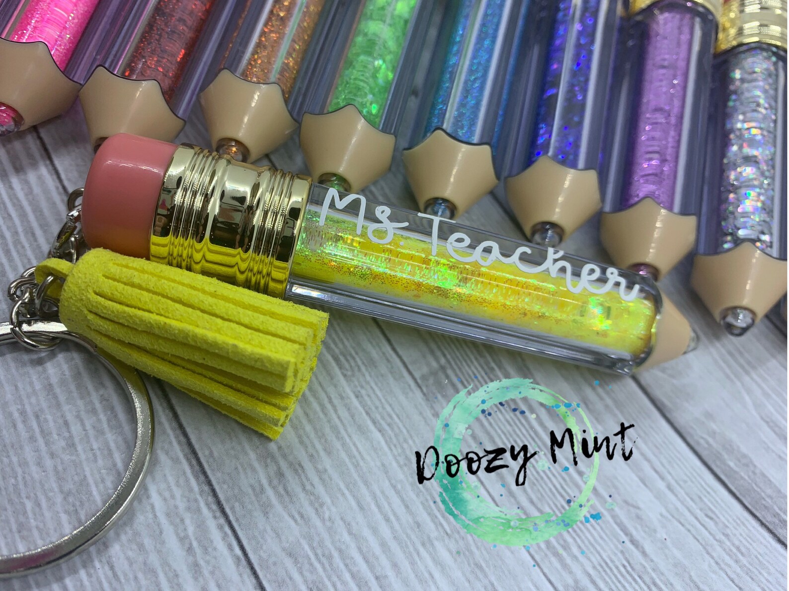 Glitter 3D pencil keychains teacher gifts pencil keychain Etsy