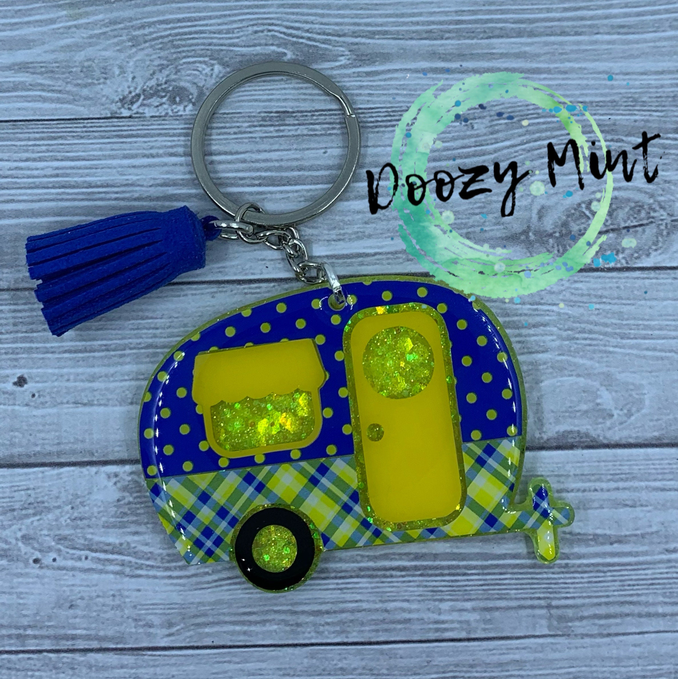 Camper keychain RV keychain Glitter Keychain Retro Camper Etsy