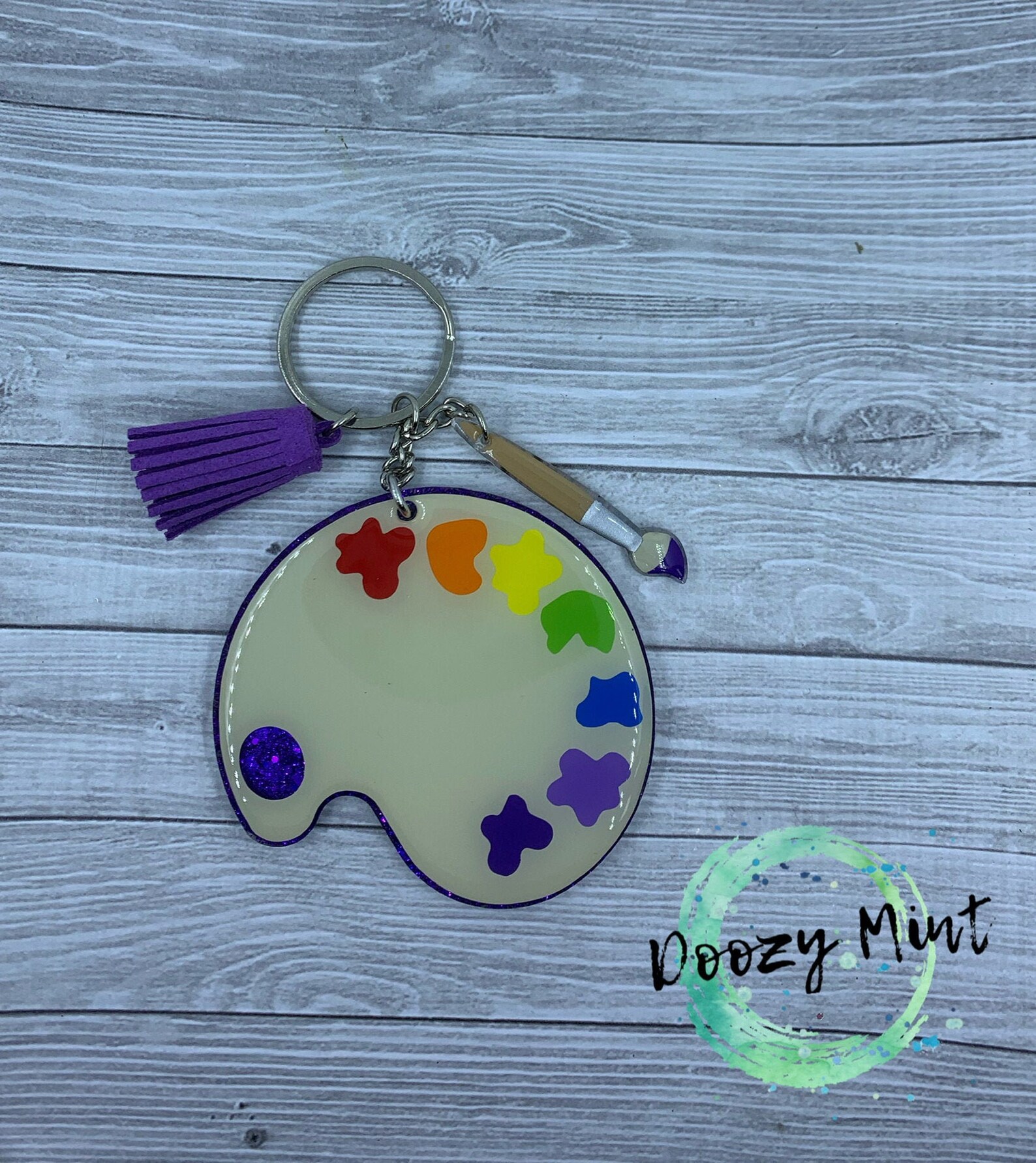 Artists paint pallet 3 inch keychain with bonus charm Etsy