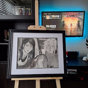 Final Fantasy VII Rebirth Fan Art - Cloud and Tifa / A3 Original Pencil Drawing (fan art)