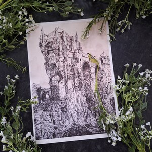 Dark Souls 3: Arcidragon Peak / Stampa A4 Carta a grana media 220 g/m2 100 libbre (fan art)